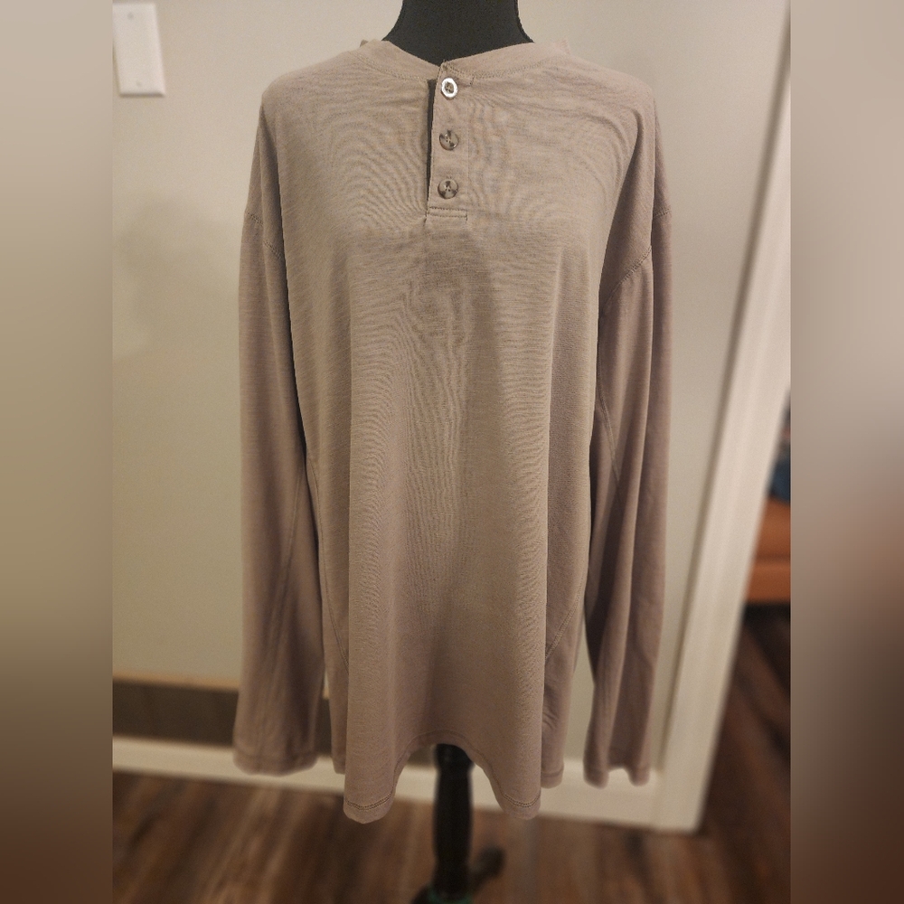 Venado Men's Beige Henley Shirt, Size 2xl